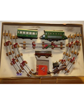 JUCSIE  ???, coffret 1 motrice, 2 wagons, rails et transformateur   BO  