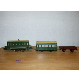 JUCSIE  ???, coffret 1 motrice, 2 wagons, rails et transformateur   BO  