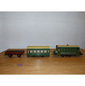 JUCSIE  ???, coffret 1 motrice, 2 wagons, rails et transformateur   BO  