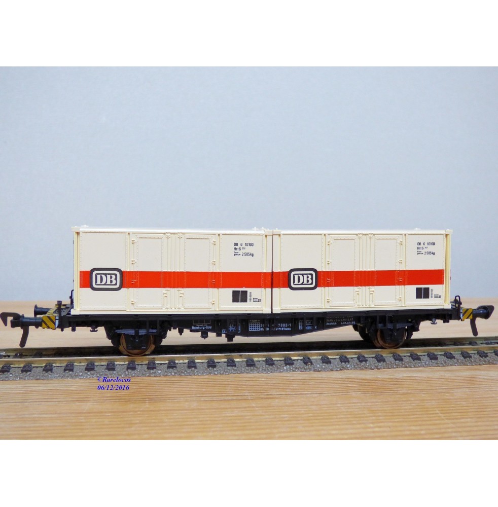 Fleischmann 5232, wagon plat porte conteneurs Lbs 598  BTmms   DB   neuf  BO
