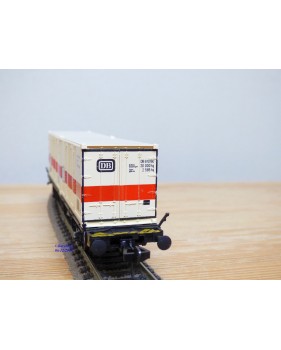 Fleischmann 5234 wagon plat porte conteneurs Lbs 598 World Travel Agency DB BO