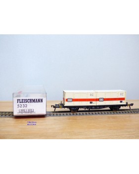 Fleischmann 5232, wagon plat porte conteneurs Lbs 598  BTmms   DB   neuf  BO