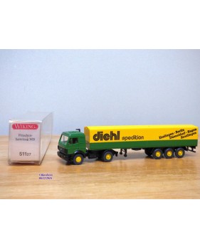 WIKING  51127, tracteur MERCEDES BENZ et  semi remorque bâché DIEHL Spedition  neuf  BO   1/87   HO   