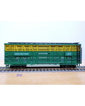 AHM ( Liliput) 5275B, wagon à claire voies pour transport de bétail Chicago and Northwestern   CNW   neuf     BO
