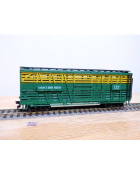 AHM ( Liliput) 5275B, wagon à claire voies pour transport de bétail Chicago and Northwestern   CNW   neuf     BO