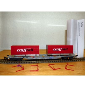 MÄRKLIN  47070-03 ,  wagon plat porte conteneur type Sgns 693 chargé de 2 conteneurs de 20 ' Crossrail    SBB   Cargo  neuf   BO