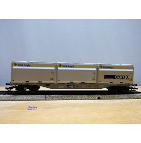 MÄRKLIN  47078-02 ,  wagon plat porte conteneur type Sgnss chargé de 3 conteneurs Woodtainer XXL   SBB   Cargo  neuf   BO