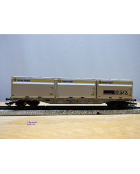 MÄRKLIN  47078-02 ,  wagon plat porte conteneur type Sgnss chargé de 3 conteneurs Woodtainer XXL   SBB   Cargo  neuf   BO