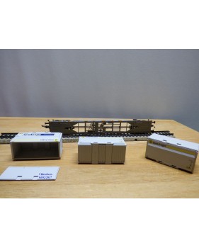 MÄRKLIN  47078-02 ,  wagon plat porte conteneur type Sgnss chargé de 3 conteneurs Woodtainer XXL   SBB   Cargo  neuf   BO