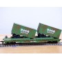 BACHMANN AH43-1039-D4, wagon plat ( flat car )  51'  et 2 semi remorques  US Army  M.A.S.H.  Neuf   BO