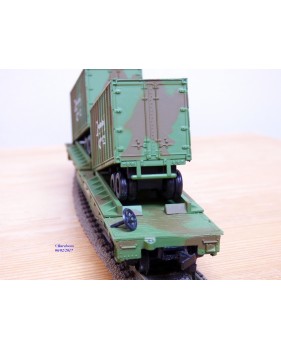 BACHMANN AH43-1039-D4, wagon plat ( flat car )  51'  et 2 semi remorques  US Army  M.A.S.H.  Neuf   BO