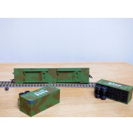 BACHMANN AH43-1039-D4, wagon plat ( flat car )  51'  et 2 semi remorques  US Army  M.A.S.H.  Neuf   BO