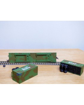 BACHMANN AH43-1039-D4, wagon plat ( flat car )  51'  et 2 semi remorques  US Army  M.A.S.H.  Neuf   BO