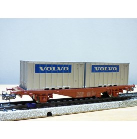 Märklin 4765, wagon porte containers  type Lgjs  et conteneurs VOLVO   SJ   neuf  BO