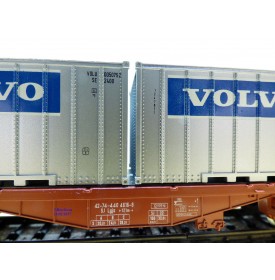 Märklin 4765, wagon porte containers  type Lgjs  et conteneurs VOLVO   SJ   neuf  BO