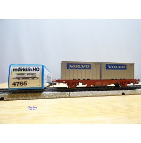 Märklin 4765, wagon porte containers  type Lgjs  et conteneurs VOLVO   SJ   neuf  BO