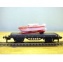 ELECTROTREN  1017, wagon plat chargé d' un canot hors bord sur remorque    RENFE  BO