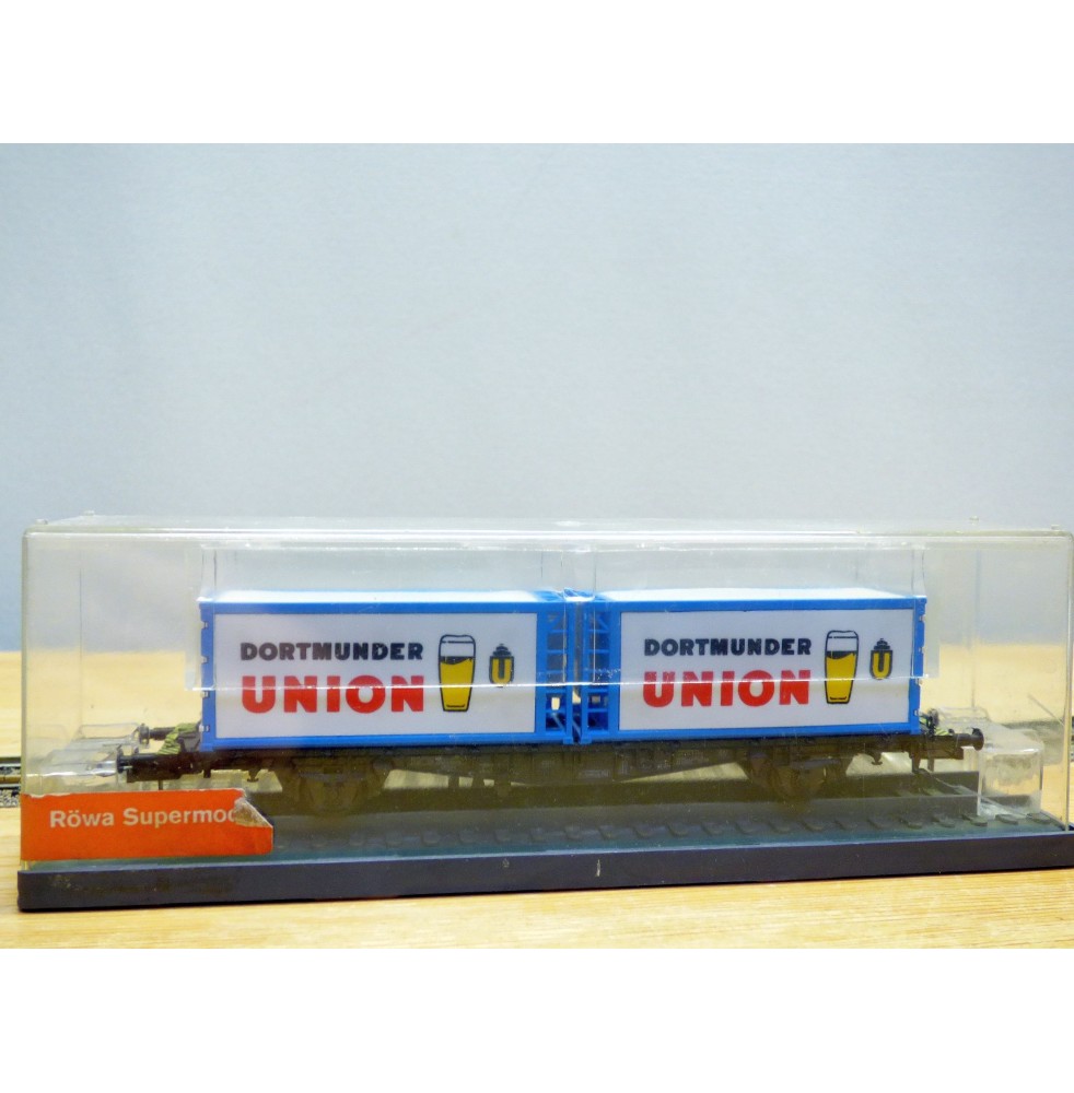 RÖWA 2304 wagon plat chargé de 2 conteneurs LESAGE  DB BO 