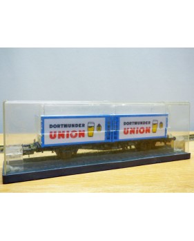RÖWA 2329, wagon plat porte conteneur  DORTMUNDER UNION    DB     BO