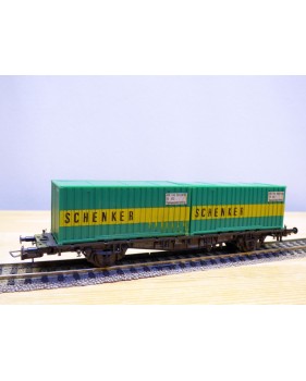 RÖWA 2304 wagon plat chargé de 2 conteneurs LESAGE  DB BO 