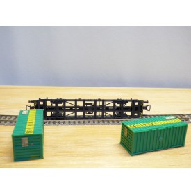 RÖWA 2304 wagon plat chargé de 2 conteneurs LESAGE  DB BO 