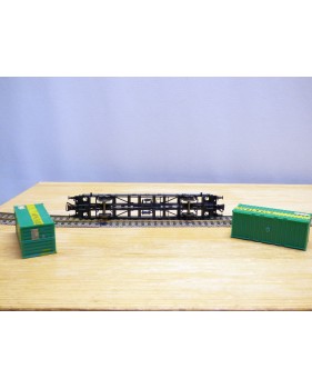 RÖWA 2304 wagon plat chargé de 2 conteneurs LESAGE  DB BO 