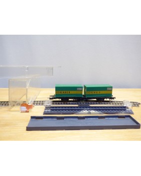 RÖWA 2304 wagon plat chargé de 2 conteneurs LESAGE  DB BO 