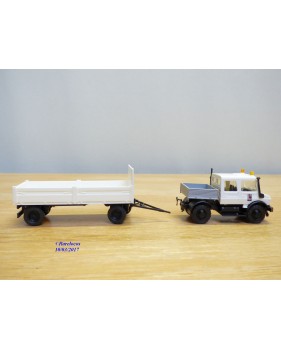 ROCO Minitanks 1639, MERCEDES  UNIMOG  bi cabine et remorque Salzburger Festspiele   Neuf    BO   1/87 HO