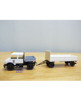 ROCO Minitanks 1639, MERCEDES  UNIMOG  bi cabine et remorque Salzburger Festspiele   Neuf    BO   1/87 HO