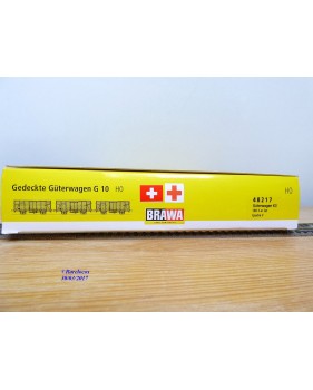 BRAWA 48217, coffret de 3 wagons ambulances type G 10 SBB    neuf    BO