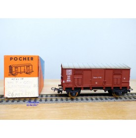POCHER 310 / 2, rare wagon couvert type F  avec feu de fin de convoi  FS   neuf  BO
