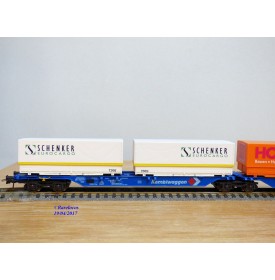 ROCO 47100, couplage porte conteneurs type Sggmrss  Kombiwaggon  SCHENKER  HORNBACH     DB     Neuf    BO