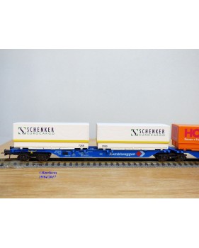 ROCO 47100, couplage porte conteneurs type Sggmrss  Kombiwaggon  SCHENKER  HORNBACH     DB     Neuf    BO