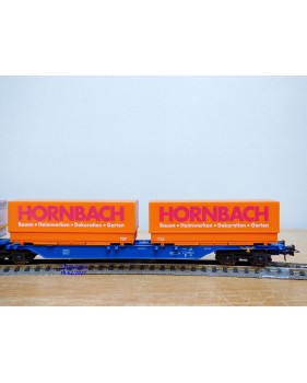ROCO 47100, couplage porte conteneurs type Sggmrss  Kombiwaggon  SCHENKER  HORNBACH     DB     Neuf    BO