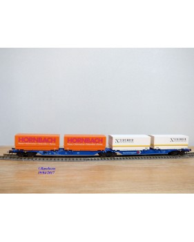 ROCO 47100, couplage porte conteneurs type Sggmrss  Kombiwaggon  SCHENKER  HORNBACH     DB     Neuf    BO