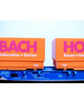 ROCO 47100, couplage porte conteneurs type Sggmrss  Kombiwaggon  SCHENKER  HORNBACH     DB     Neuf    BO