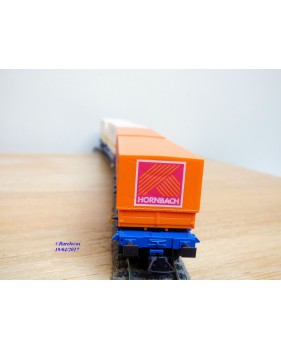 ROCO 47100, couplage porte conteneurs type Sggmrss  Kombiwaggon  SCHENKER  HORNBACH     DB     Neuf    BO