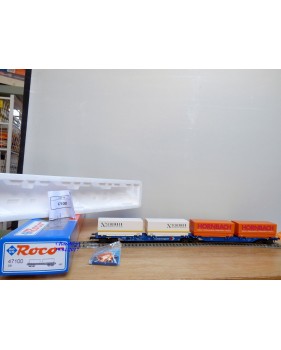 ROCO 47100, couplage porte conteneurs type Sggmrss  Kombiwaggon  SCHENKER  HORNBACH     DB     Neuf    BO