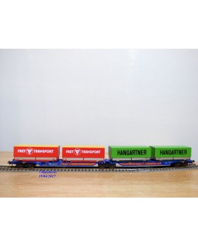 ROCO 47101, couplage porte conteneurs type Sggmrss 715 88  Kombiwaggon  HANGARTNER  FREY TRANSPORT  DB     Neuf    BO