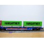 ROCO 47101, couplage porte conteneurs type Sggmrss 715 88  Kombiwaggon  HANGARTNER  FREY TRANSPORT  DB     Neuf    BO