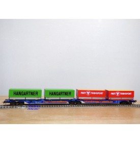ROCO 47101, couplage porte conteneurs type Sggmrss 715 88  Kombiwaggon  HANGARTNER  FREY TRANSPORT  DB     Neuf    BO