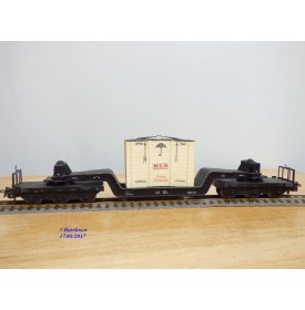 Märklin métal 4618 . 3, wagon surbaissé type SSI 53 caisse BAHIA DB BO