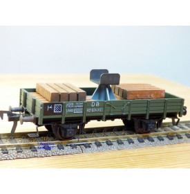 FLEISCHMANN 1451A, wagon plat  à  2  essieux  support de flêche  pour grue Krupp Ardelt   DB  neuf    BO 