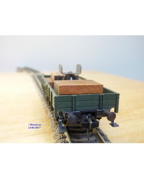 FLEISCHMANN 1451A, wagon plat  à  2  essieux  support de flêche  pour grue Krupp Ardelt   DB  neuf    BO 