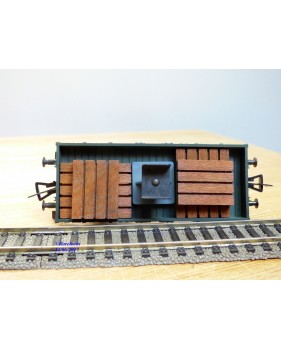 FLEISCHMANN 1451A, wagon plat  à  2  essieux  support de flêche  pour grue Krupp Ardelt   DB  neuf    BO 