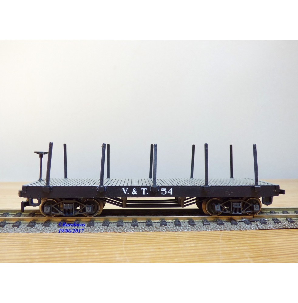 AHM  POCHER  6248 , wagon plat à ranchers  ancien ( old time flat  car )   V&T  RR  N+: 54    BO