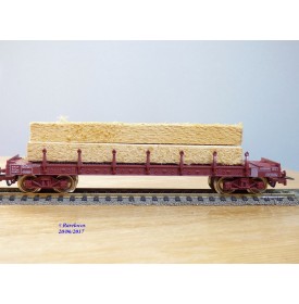 JOUEF 655000, wagon plat  à ranchers  à 2 bogies type  Ro2yw  chargé de poutres   SNCF  neuf   BO