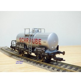 FLEISCHMANN  99 5410  K,   2  wagons citerne ancien  à plate forme de serre freins  RÖCHLING  et SCHRAUBE      DB    neuf    BO