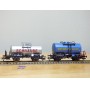 FLEISCHMANN  99 5410  K,   2  wagons citerne ancien  à plate forme de serre freins  RÖCHLING  et SCHRAUBE      DB    neuf    BO