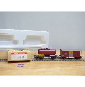 LILIPUT 810 50, boîte de 2  wagons Oelwehr, citerne et couvert à plate forme type Gklm    SBB   neuf    BO